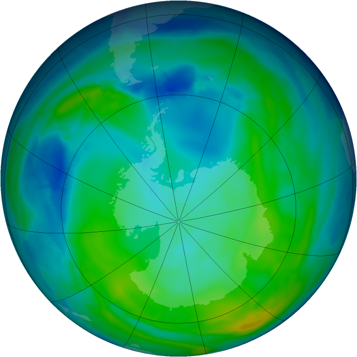 Antarctic ozone map for 23 May 2008